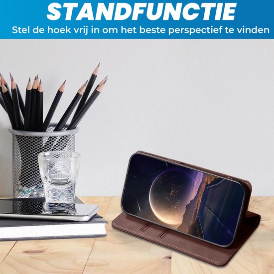 OPPO Find X3 Pro Book Case Case - Magnétique - Faux cuir - Portefeuille - Book Case - Wallet - Flip Cover - OPPO Find X3 Pro - Marron foncé