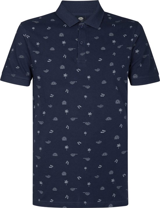 Petrol Industries - Heren All-over Print Polo Outer Banks - Blauw - Maat L