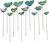 12 vrolijke vlinders op stokken / tuindecoratie / zowel binnen als buiten / groene