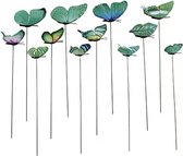 12 papillons joyeux sur bâtons / décoration de jardin / intérieur et extérieur / vert