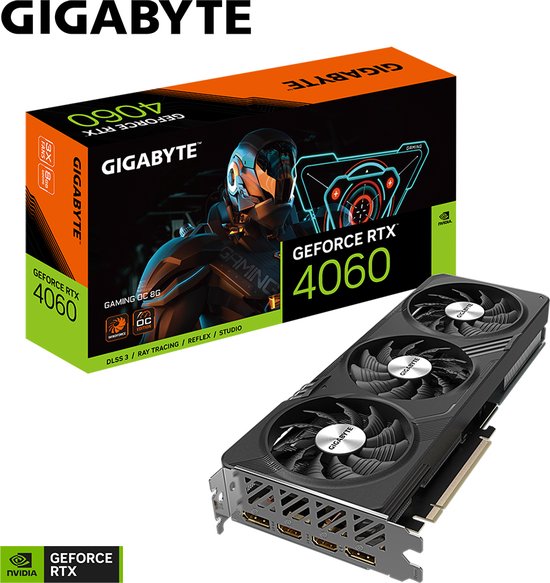 Gigabyte NVIDIA GeForce RTX 4060 GAMING OC - Videokaart - 8GB - GDDR6 - PCIe 4.0 - 2x HDMI 2.1b - 2x DisplayPort 1.4
