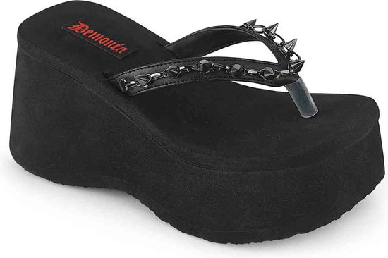 DemoniaCult - FUNN-35 Slippers - US 9 - 39 Shoes - Zwart