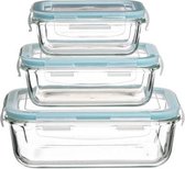 3x Lunchboxen in Glas - Ovenbestendig