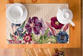 Set de table - Tissu Gobelin - tissu Gobelin luxe - Pensée - Violettes - Fleurs violettes et bleues - Chemin de table 35 x 45 cm