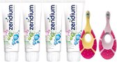 Zendium Kids Tandpasta - 4 x 75 ml + 2 x Jordan Tandenborstel Step By Step 0-2 jaar Roze
