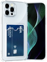 Anti Shock doorzichtig siliconen schokproef backcover met Pashouder - telefoonhoesje met vakje voor pasje - Geschikt voor Samsung Galaxy A55 / A55 5G - Transparant