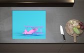 Inductieplaat Beschermer - Achteraanzicht van Roze Zweefvliegtuig tegen Felblauwe Achtergrond - 60x52 cm - 2 mm Dik - Inductie Beschermer - Bescherming Inductiekookplaat - Kookplaat Beschermer van Zwart Vinyl