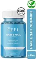 Vita Ceel Hair & Nail Gummies - Vitamine gummies voor haar en nagels - Voor gezonde en sterke haren - Vegan met Biotine, Vitamine D, Zink, Foliumzuur, Paardestaart - Voedingssuplement met appelsmaak - 60 Gummies