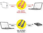 ROLINE USB4 Gen3x2 kabel, Emark, plat, C-C, Male/Female, 40Gbit/s, 100W, zwart, 11,5 cm
