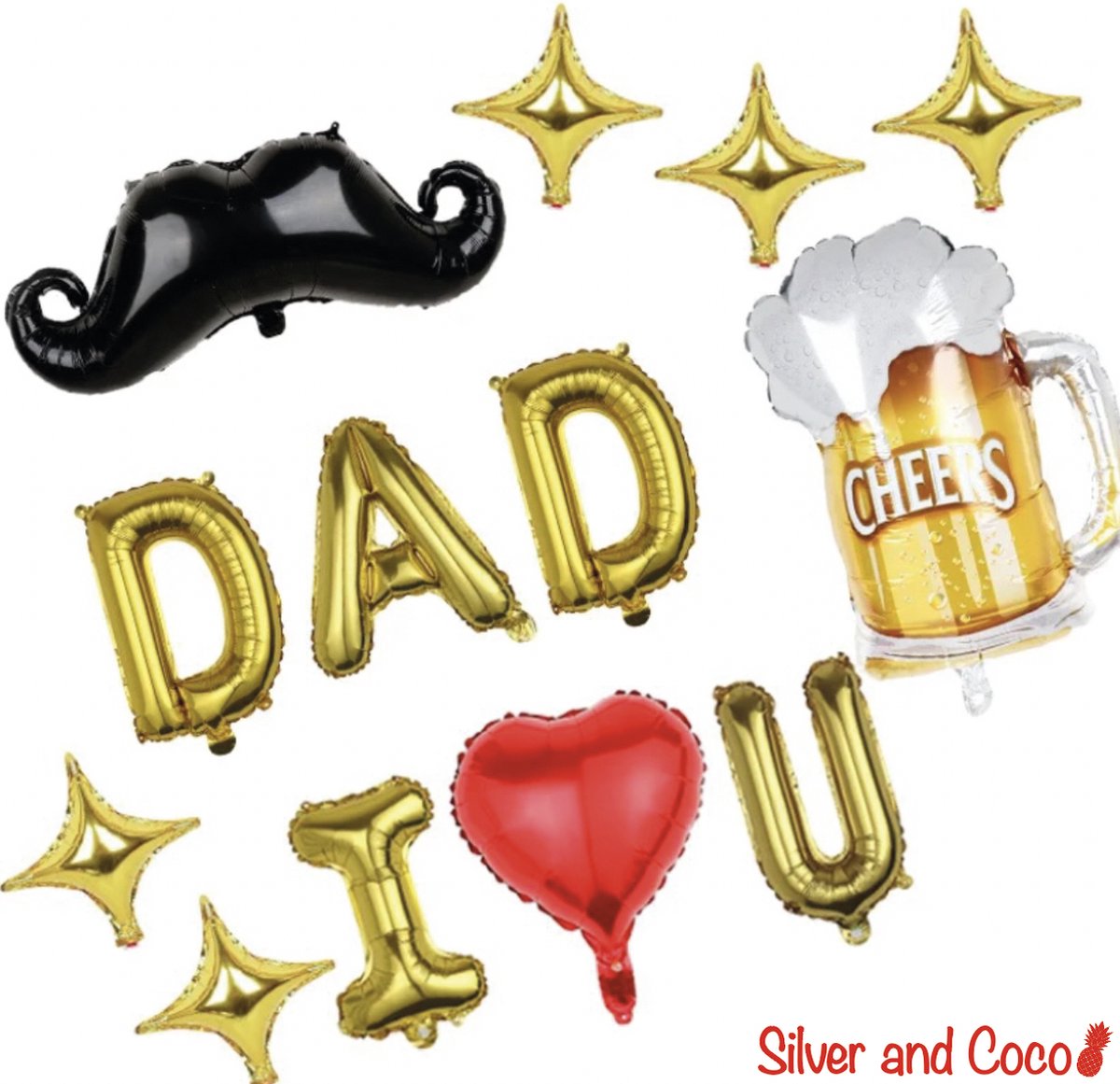 SilverAndCoco® - Vaderdag Versiering Ballonnen Slinger | Verjaardag Decoratie Pakket | Helium Party Feest Ballon Slingers Cadeau voor - Vader / Dad / Liefste Papa