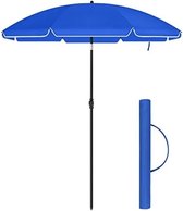 Parasol, zonwering, UPF 50+, strandparaplu, 30° buiging aan beide zijden, in hoogte verstelbaar, met draagtas, voor balkon, tuin, terras, strand, zonder standaard
