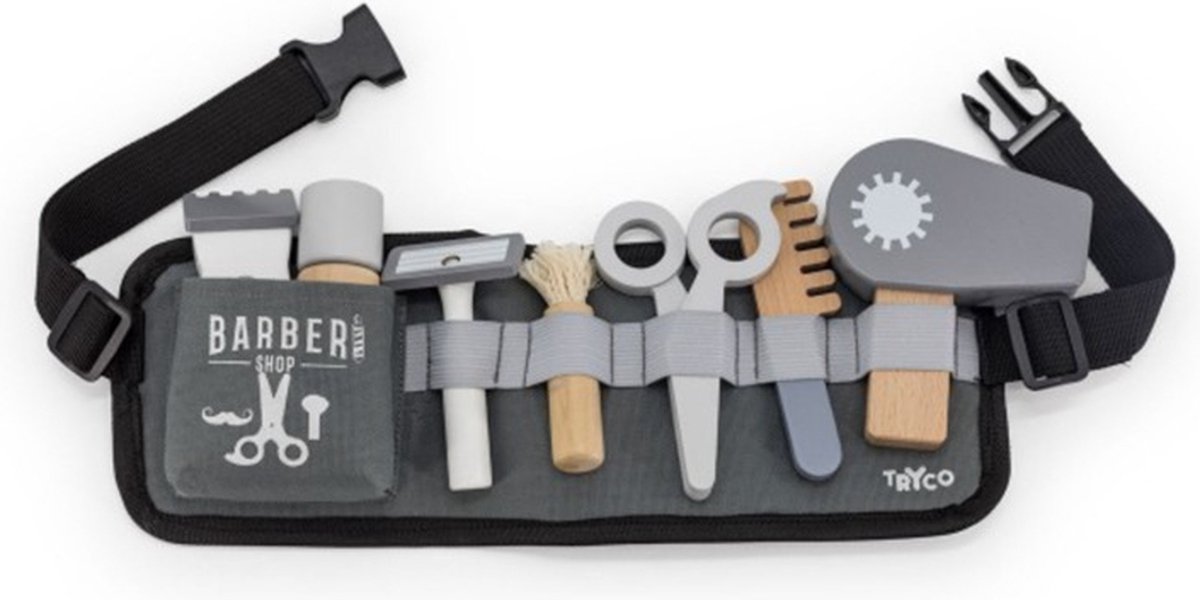 Tryco Houten Barberset - Houten Kappersset en Rollenspel - Stimuleert Fantasierijk Spel en Motoriek - Vanaf 3 Jaar Meerkleurig — afbeelding 10
