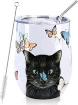 30 ml kat vlinder beker thermobeker koffiebeker to go roestvrij staal wijnglas met deksel geschenken voor vrouwen