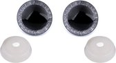 set halfronde ogen met glitter zilver iris - veiligheidssluiting - veiligheidsogen voor knuffels - diy veiligheidsoogjes - oogjes - 2x oog haken breien naaien