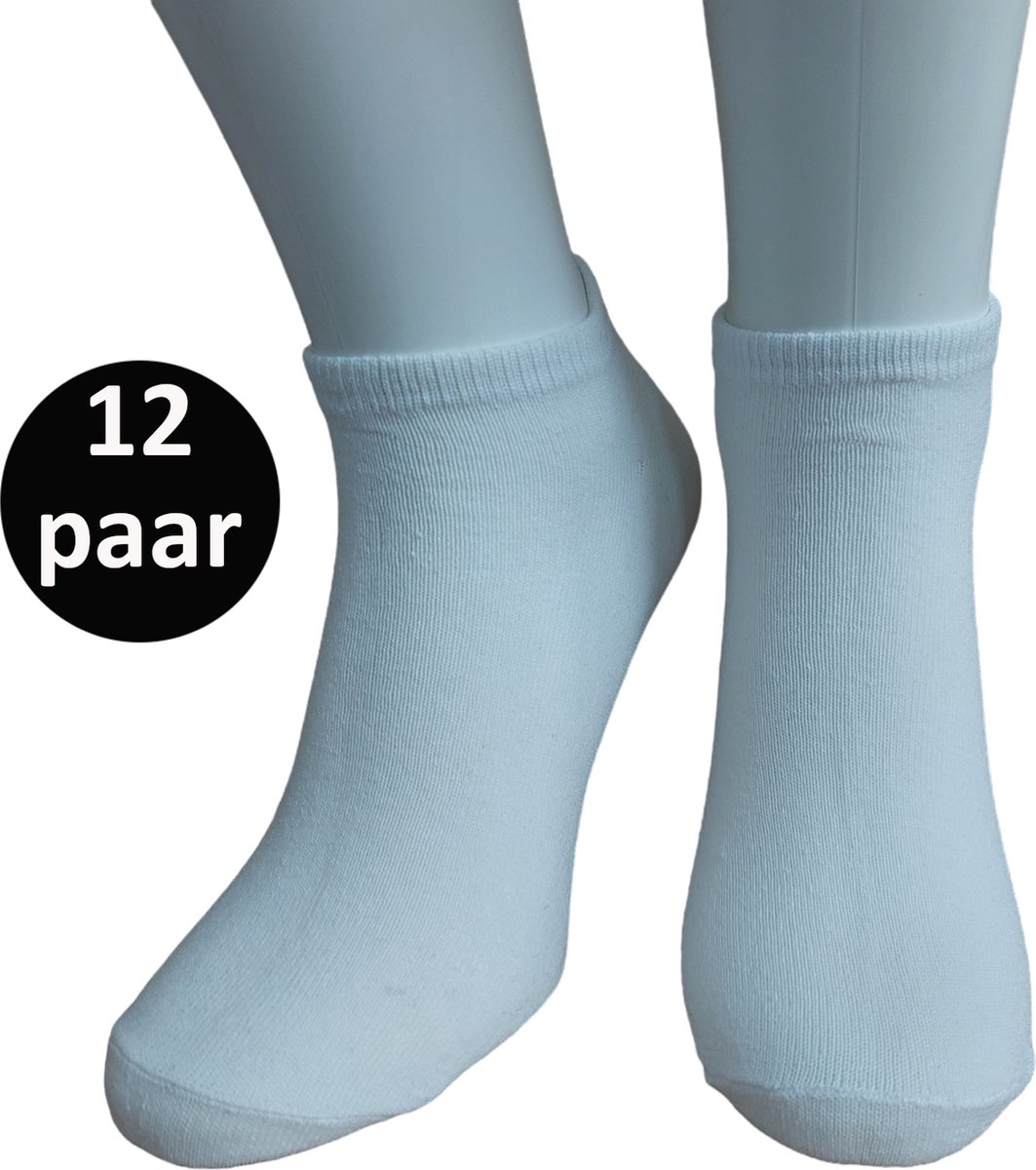 WeirdoSox Sneaker Sokken - 12 paar - Unisex - Wit - Maat 35/38 - Enkel sokken - Korte sokken