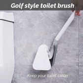 Toiletborstel, wc-borstel- en houderset, golf-siliconen toiletborstel met lange handgreep, geen dode hoeken, toiletborstel met lange steel en siliconen borstels, zwart