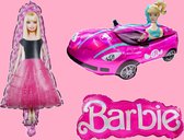 Barbie folie ballonnen set 3 st - Roze - Versiering - Tekst - Jurk - Auto - Thema
