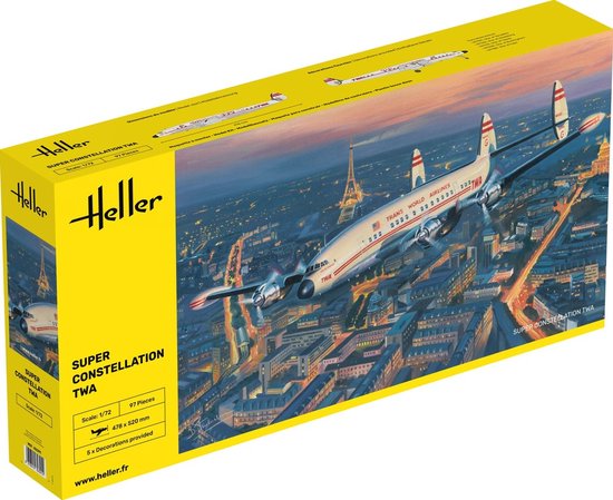 1:72 Heller 82391 Lockheed Super Constellation TWA Vliegtuig Plastic Modelbouwpakket