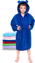 Kinderbadjas voor meisjes of jongens: 100% katoen, zonder chemicaliën, Oeko-Tex®, 2 zakken, riem, capuchon met oren 10-12 jaar