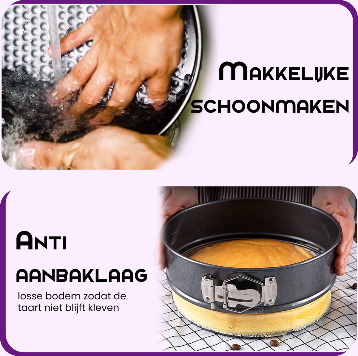 W&Z 6-delige Bakvorm set - Springvorm - Cakevorm - Bakvormen - Taartvorm Ø18 -28cm - 60 bakpapieren – foto 4
