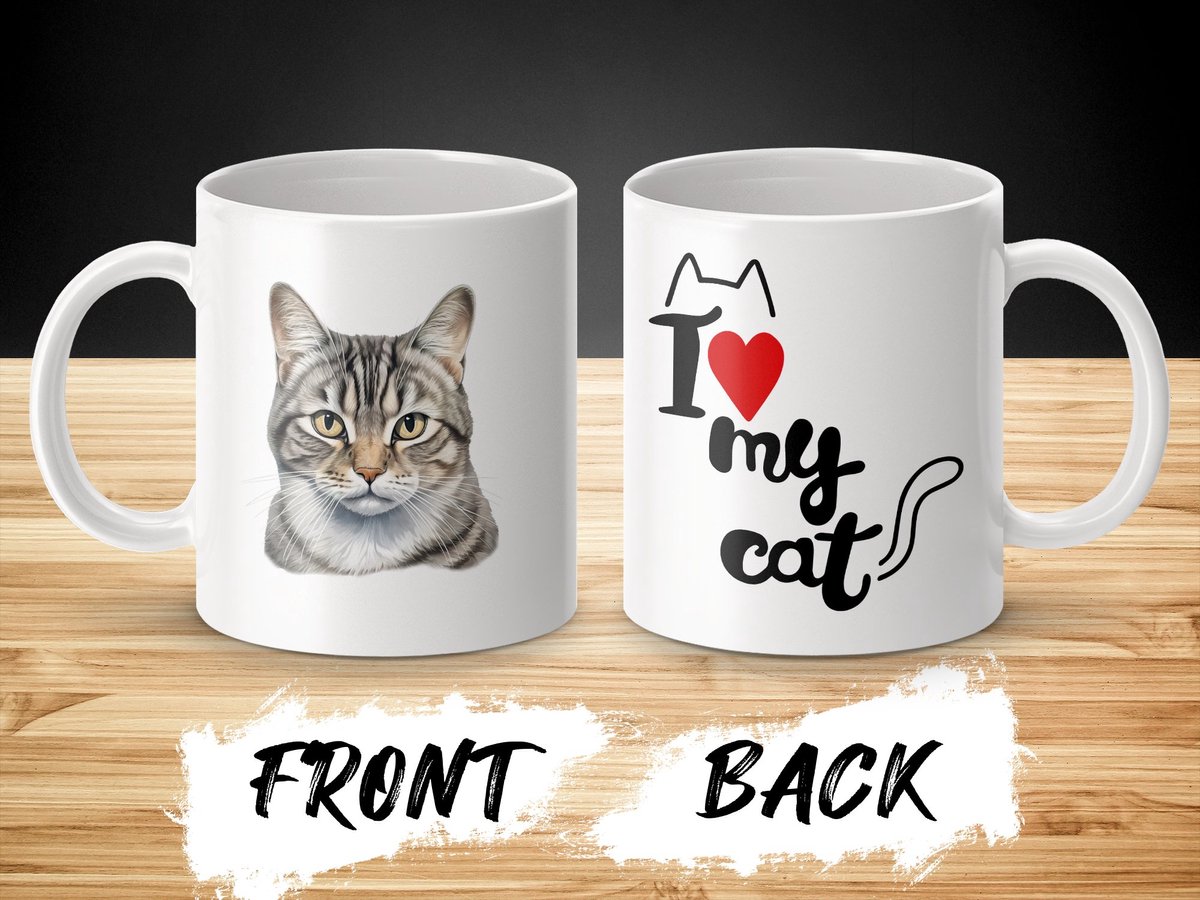 Mok American Wirehair - kat - I love my cat - cat lovers - katten