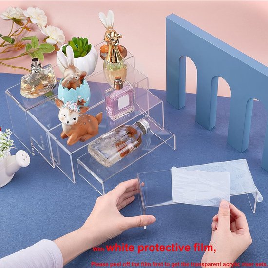 5 tailles grand présentoir en acrylique transparent décorations transparentes présentoir à bijoux présentoir pour figurines pop, décoration de table, présentoir de bonbons cupcakes