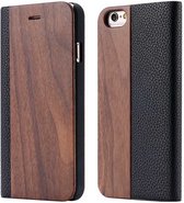 Houten flip case, iPhone 15Pro Walnoot