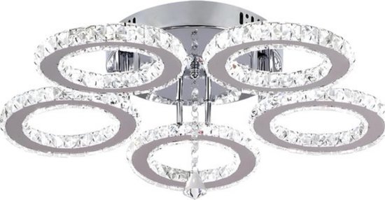 De Fleur - Kroonluchter - 5 Ringen - Hanglamp - Plafondlamp - Dimbaar - App bestuurbaar - inclusief Led-Lampen - 53x53x9,5cm