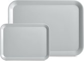 Dienblad - set 2x - rechthoek - grijs - kunststof - 24 x 18 cm en 44 x 32 cm