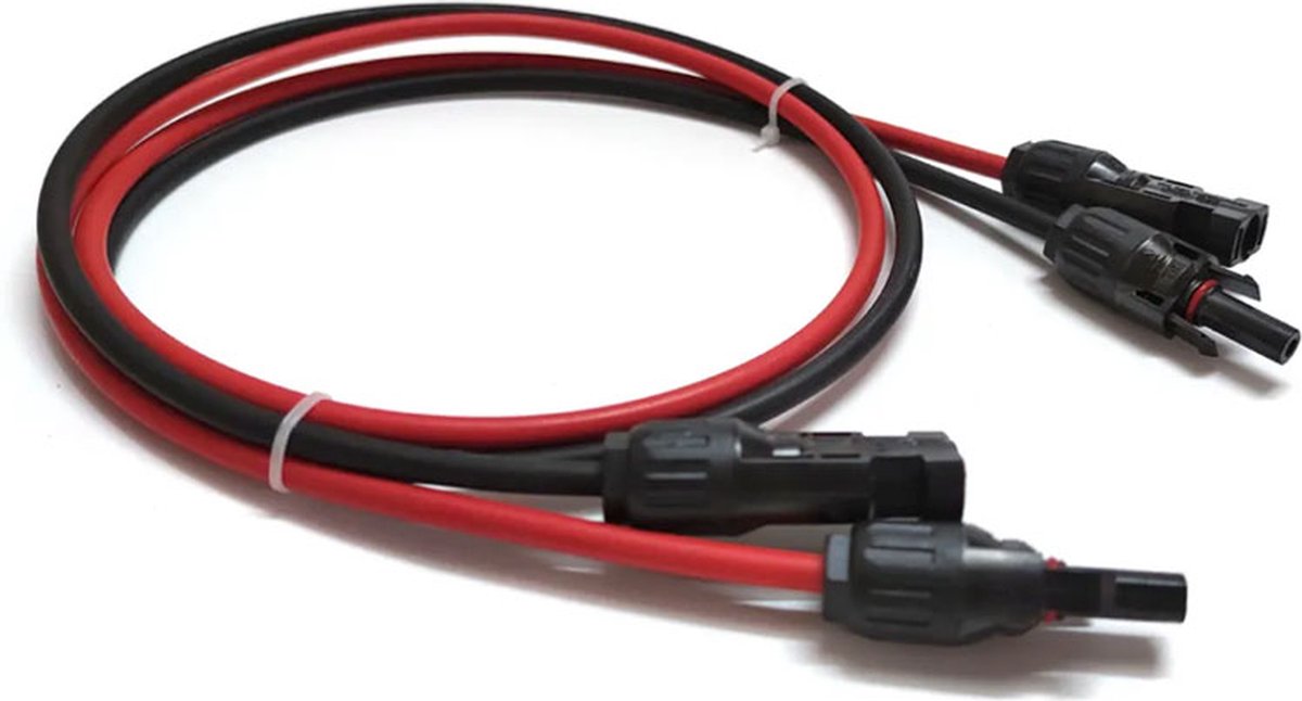 Unbranded Germat Solar kabel set 4mm Rood + Zwart Lengte : 2 meter Zonnepanelen kabel Solar kabel met connector
