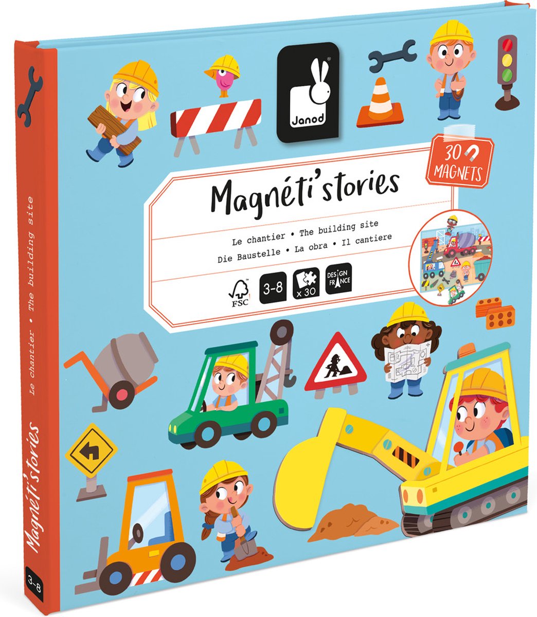 Janod - Magneti Stories - De bouwplaats – Educatieve magneetset — afbeelding 8