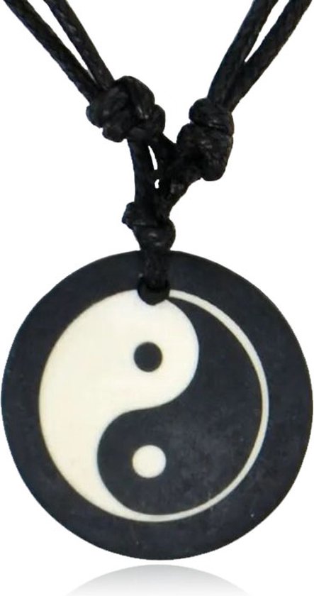 Pendentif chaîne tribale Yin Yang avec cordon de cire