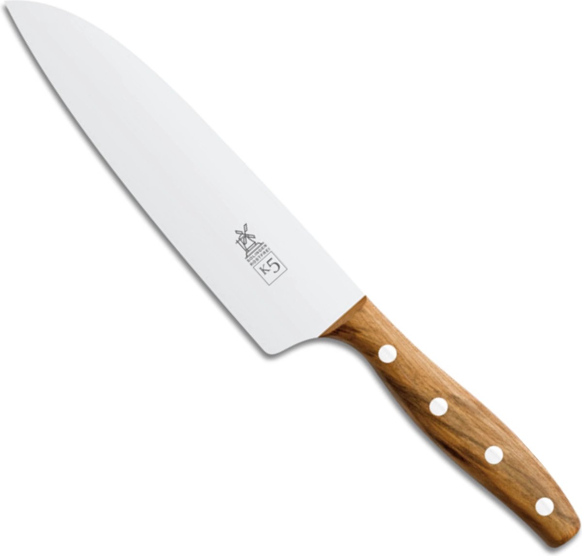 Robert Herder K5 Koksmes XL – RVS – Licht Gebogen – Lemmet 18 cm – Heft Abrikooshout