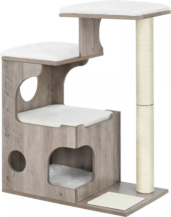 In And OutdoorMatch Arbre à chat de Luxe Darion - pour chats - Bois - panier souple pour chat - jouets pour chats - adapté aux petits chatons