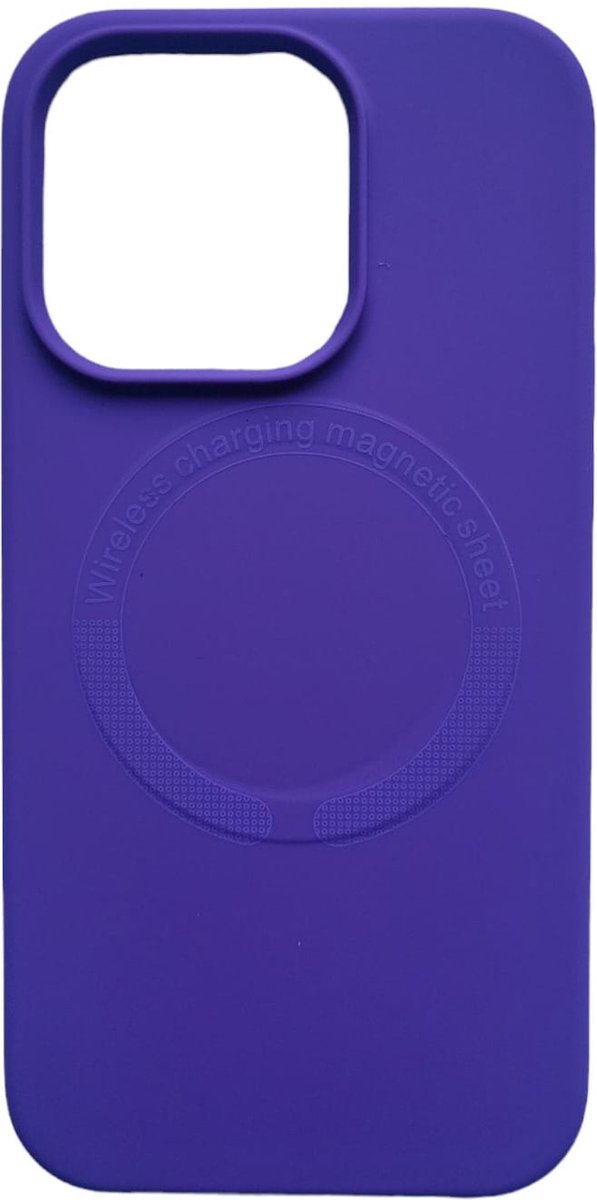Premium Liquid Case Geschikt voor Apple iPhone 14 Pro met Camera Shield Geschikt voor MagSafe - FuturiQ - Paars