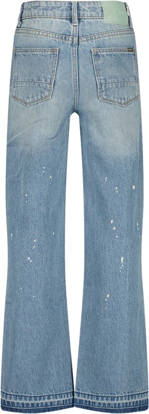 Vingino meiden jeans Cato Destroy Wide Leg Fit Mid Blue Wash