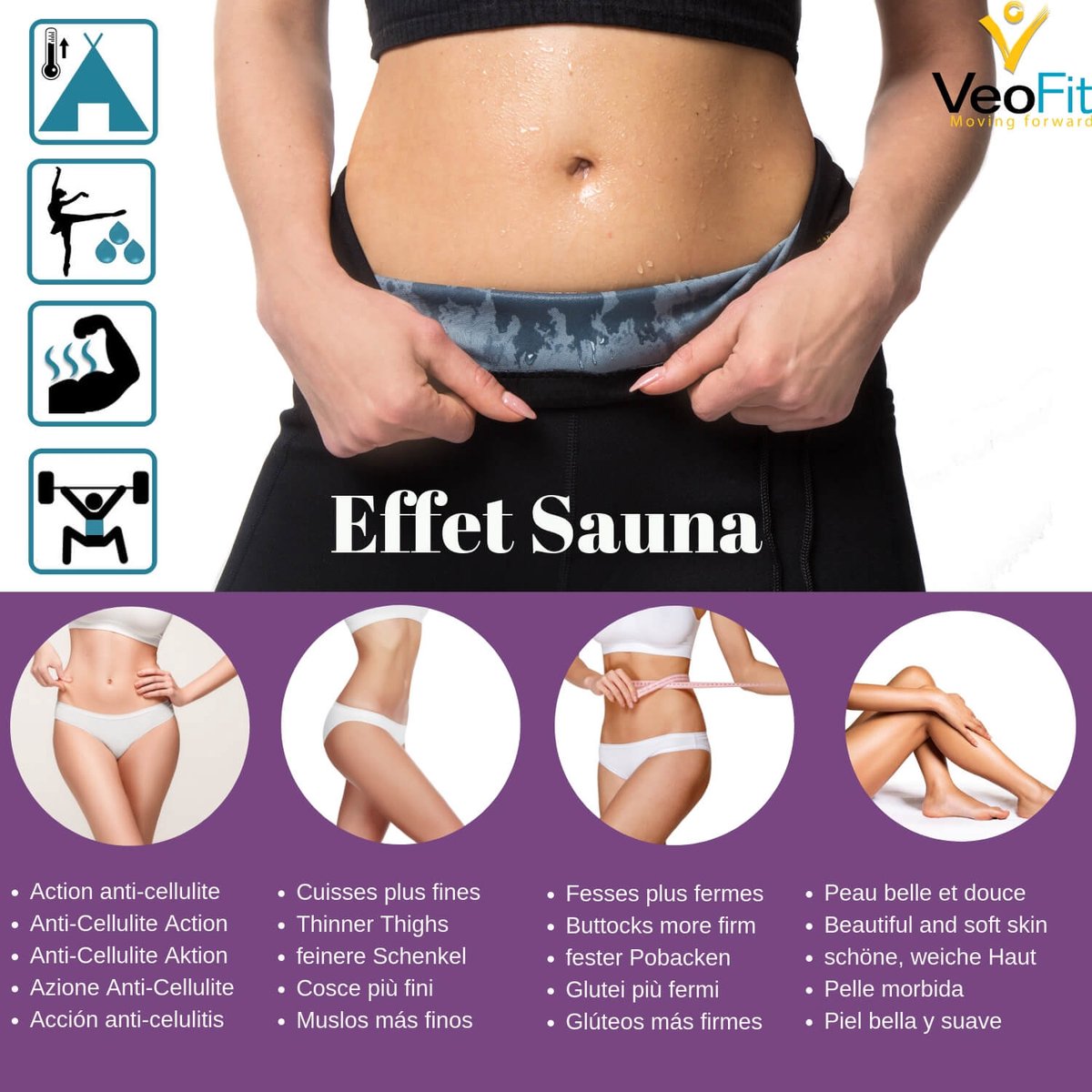 Pantalon de survêtement taille haute VeoFit S-XXXL plus serré et