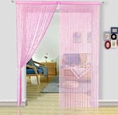 Kralengordijn voor deuren, woonkamer, als ruimteverdeler of decoratie, textiel, roze, 90 x 245 cm