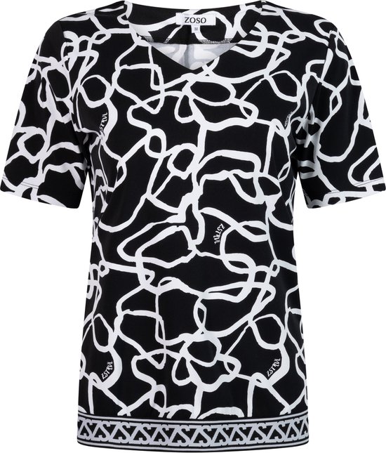 Zoso T-shirt Phoenix Print Travel Shirt 242 0000 0016 Black White Dames Maat - XL