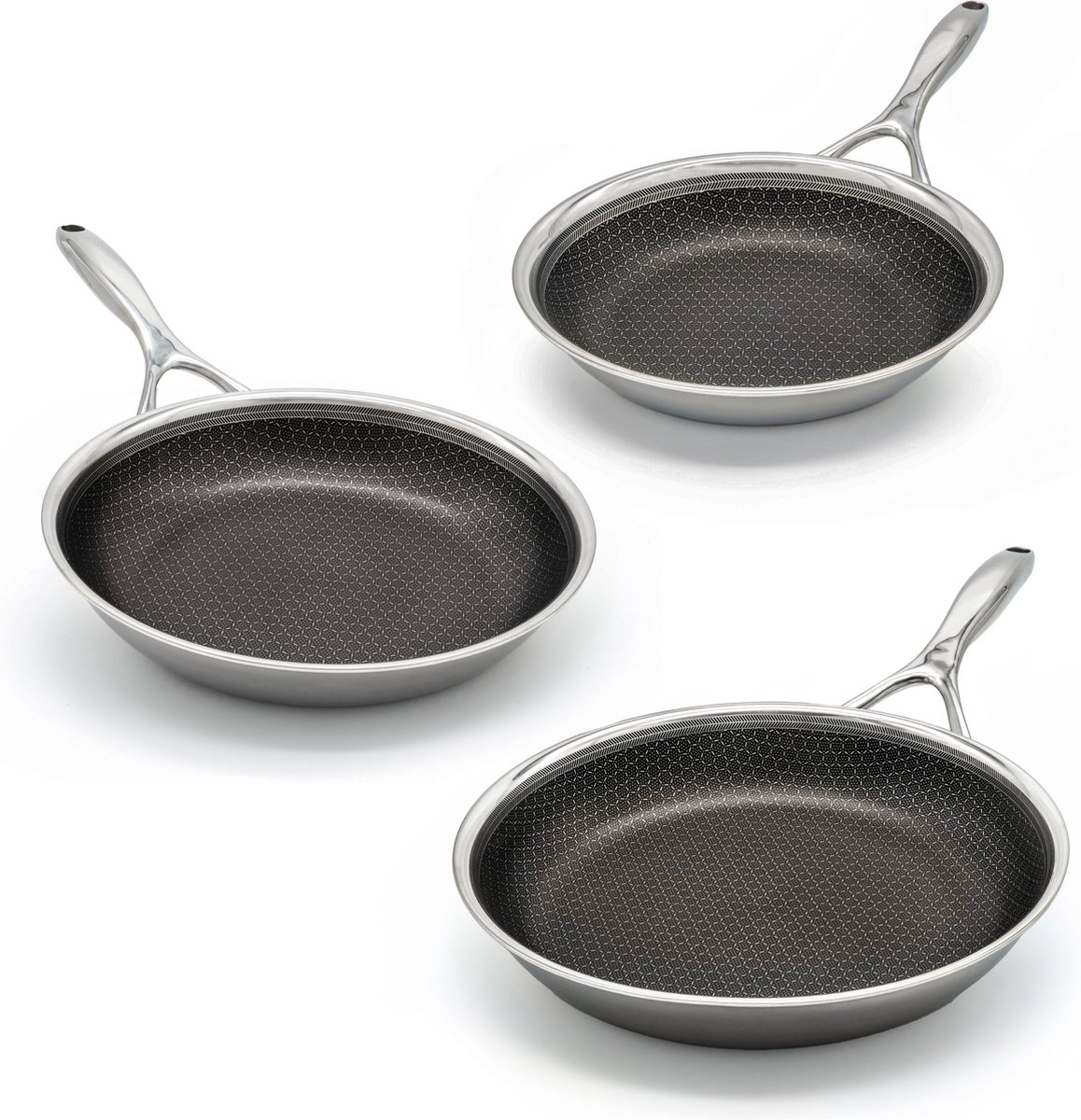 Matero 3-delige pannenset - PFAS vrije Koekenpannen - Non-stick & krasbestendige - Pannenset Inductie, Keramisch, Elektrisch, Oven - Ø 20/24/28 cm - Oven & vaatwasserbestendig