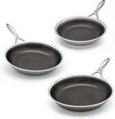 Bol.com Matero 3-delige pannenset - PFAS vrije Koekenpannen - Non-stick & krasbestendige - Pannenset Inductie Keramisch Elektris... aanbieding