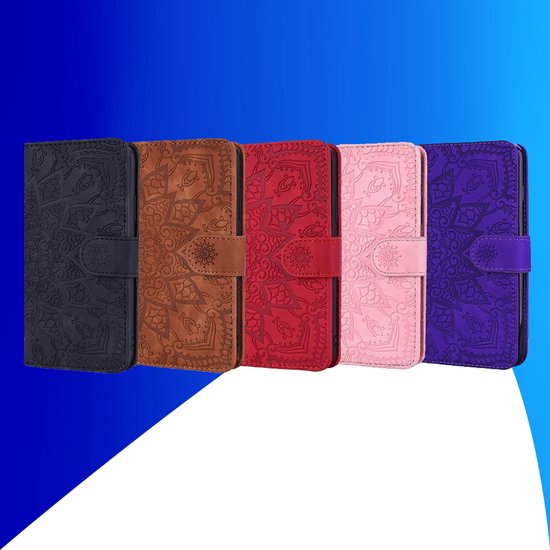 Étui adapté pour Samsung Galaxy A35 - Bookcase - Porte carte - Portefeuille - Motif Mandala - Simili cuir - Violet