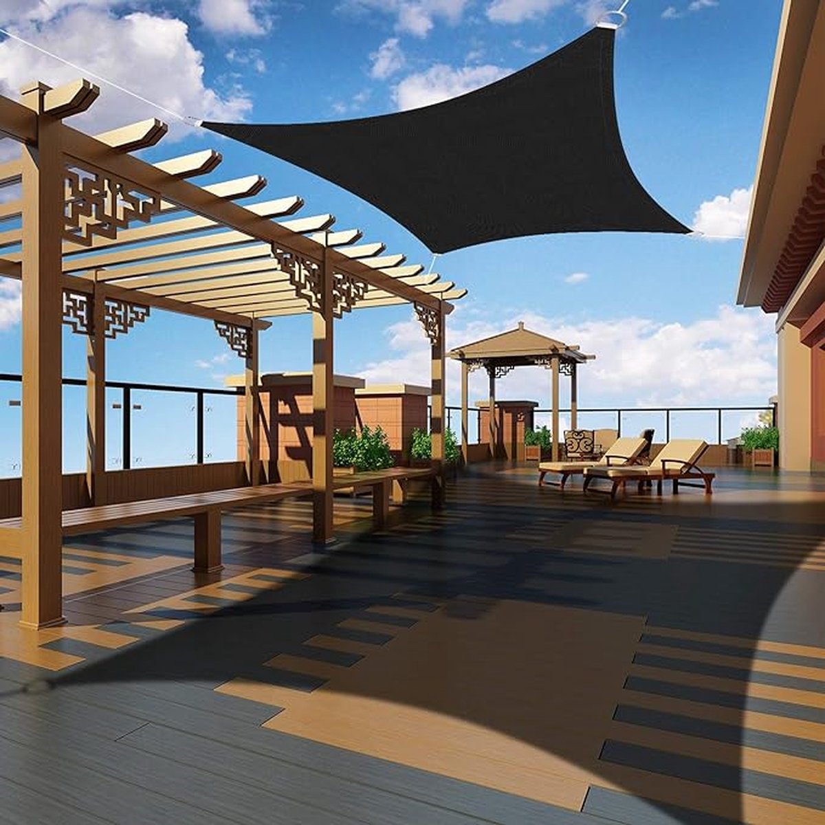 Schaduw Zeil Zonnescherm Schaduwdoek Rechthoekig Waterdicht Zonwering met UV-bescherming, voor Tuin, Balkon, Terras, Camping 3x5m