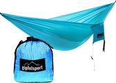 Hangmat, ultralicht, van parachutezijde, voor max. 2 personen, tot 300 kg belastbaar, voor binnen en buiten, reishangmat met 2 x bevestigingsriemen of 2 x bevestigingstouwen