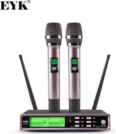 Eyk - E200FV - Uhf - Draadloze Microfoon - Met Treble Bass - Echo Effect - Microfoon - Microfoon Set - Grijs