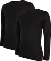 Undiemeister - T-shirt - T-shirt heren - Slim fit - Longsleeve - Gemaakt van Mellowood - Crew Neck - Volcano Ash (zwart) - 2-pack - XXL