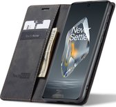 Hoesje geschikt voor OnePlus 12R - Book Case Leer Slimline Zwart
