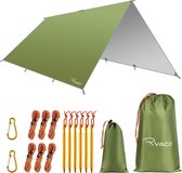 Camping tentzeil, 3 x 4 m, waterdicht, voor hangmat, met 6 haringen en 6 touwen, anti-uv-regen, zonbescherming, licht, compact grondzeil, picknickdeken, hammock, voor buiten, camping, herbruikbaar