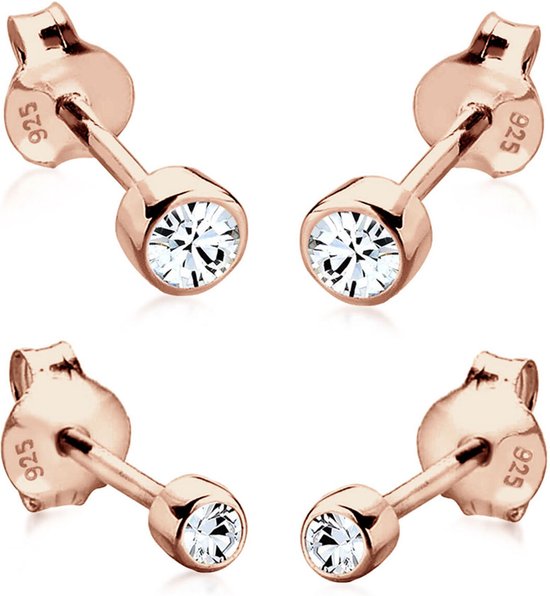 Boucles d'oreilles pendantes Elli Ladies Solitair Clips d'oreilles d' oreilles avec cristaux Swarovski® en Argent sterling 925 plaqué or