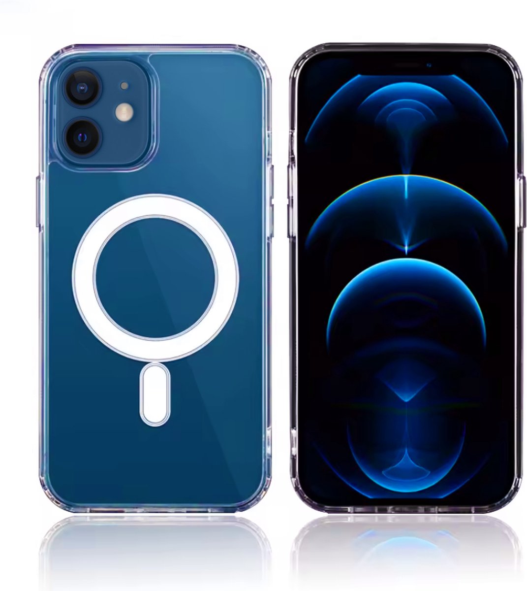 Optimity hoesje voor iPhone 12 Clear Case Magnetic Schokbestendig Transparant